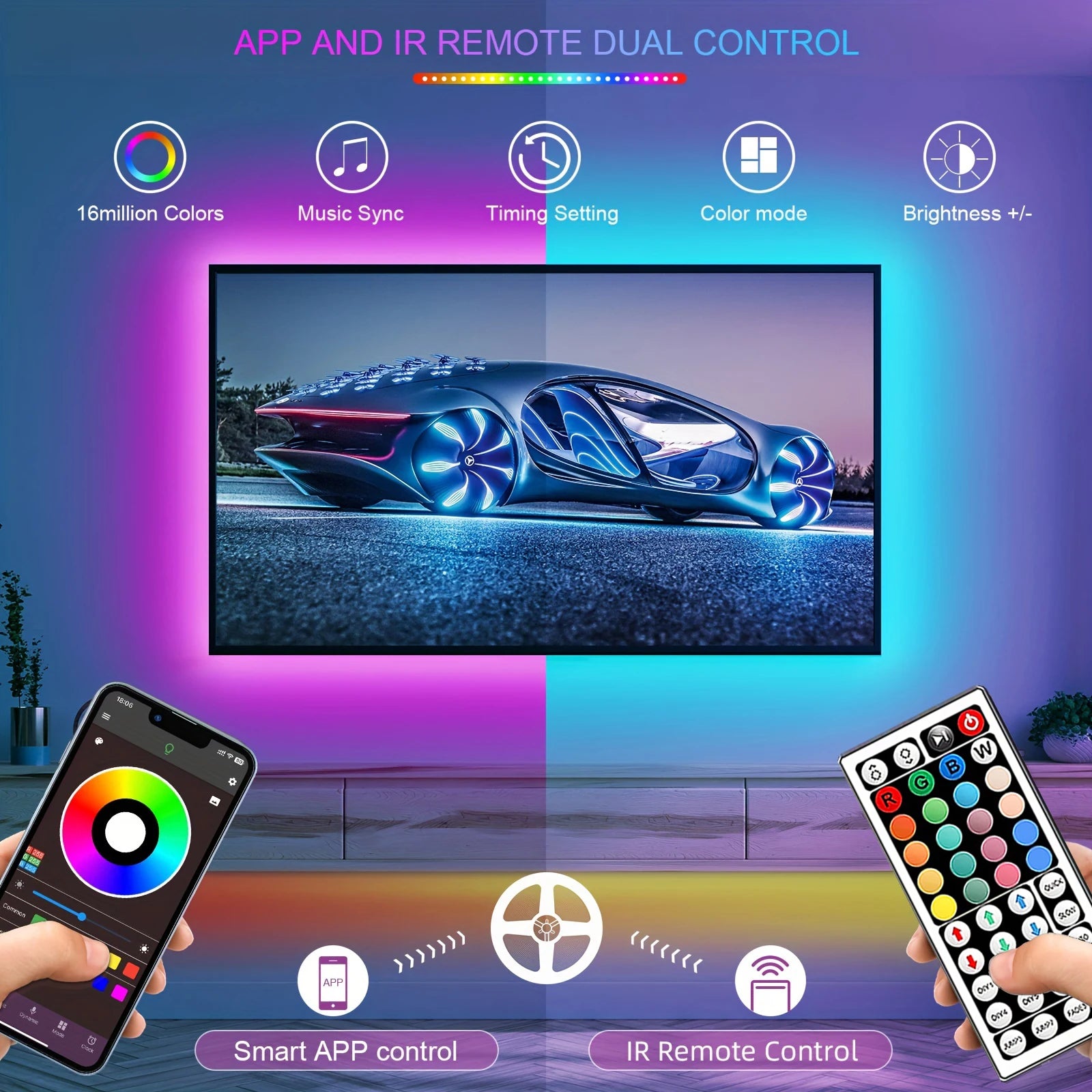 Smart RGB LED Strip Lights – App Controlled Room Glow Setup