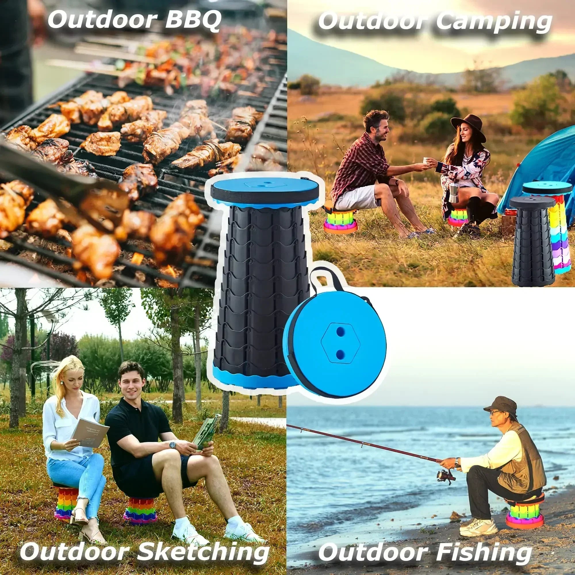 Portable Folding Telescopic Camping Stool | Lightweight Fishing & Beach Chair 🏖️🔥 | Compact Outdoor Seat