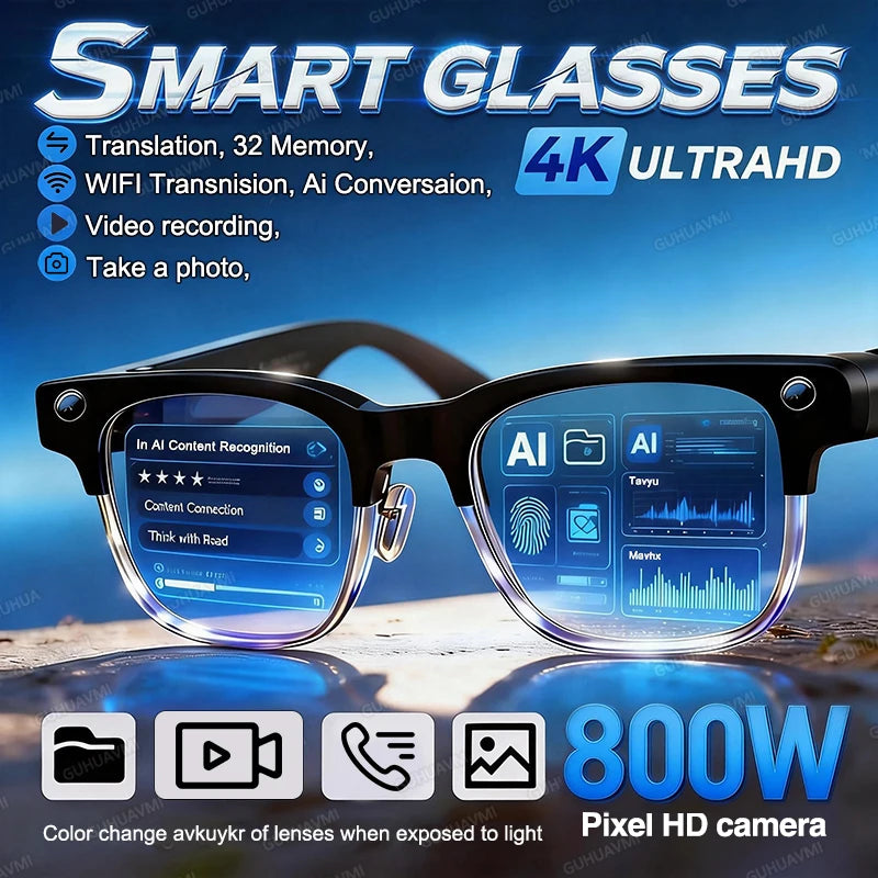 Smart AI Camera Glasses – Record, Translate & Stay Connected