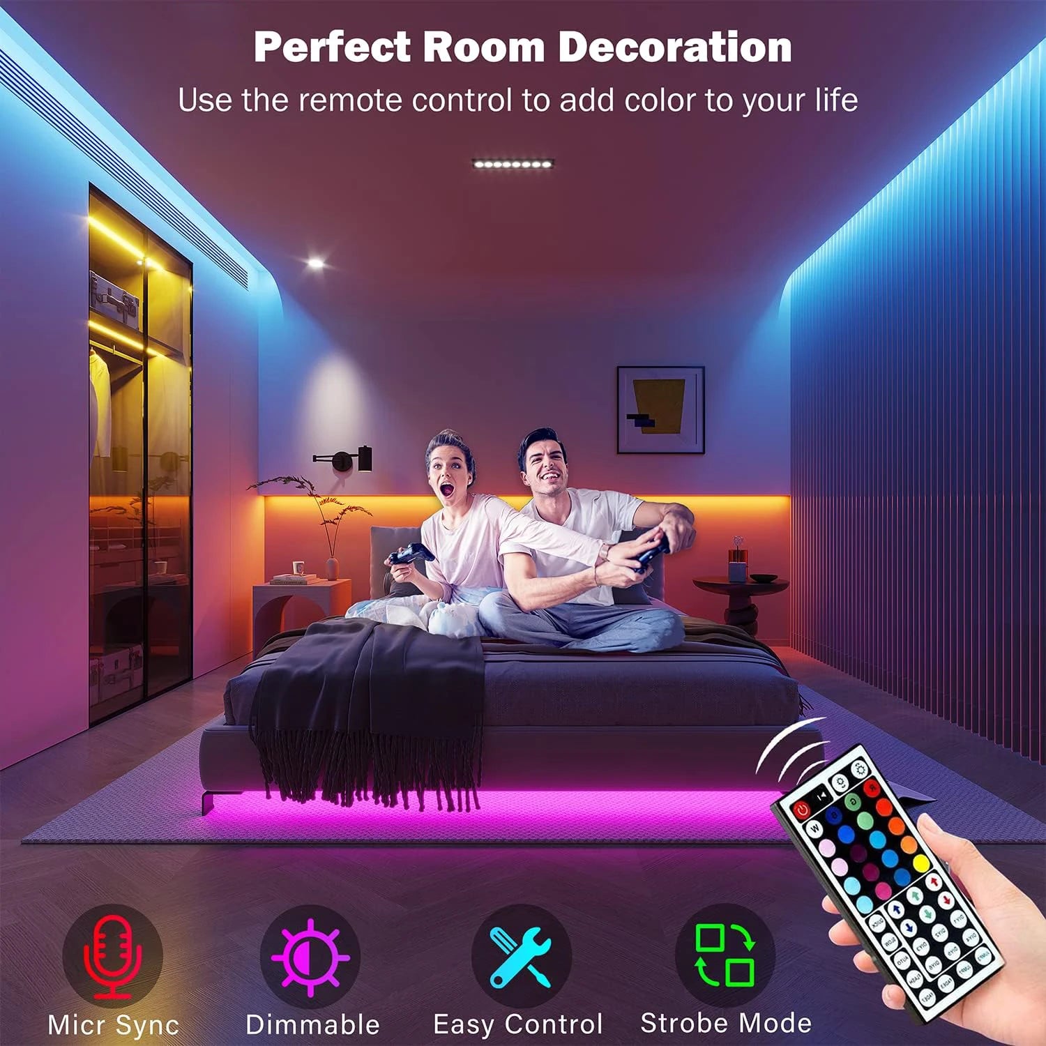 Smart RGB LED Strip Lights – App Controlled Room Glow Setup