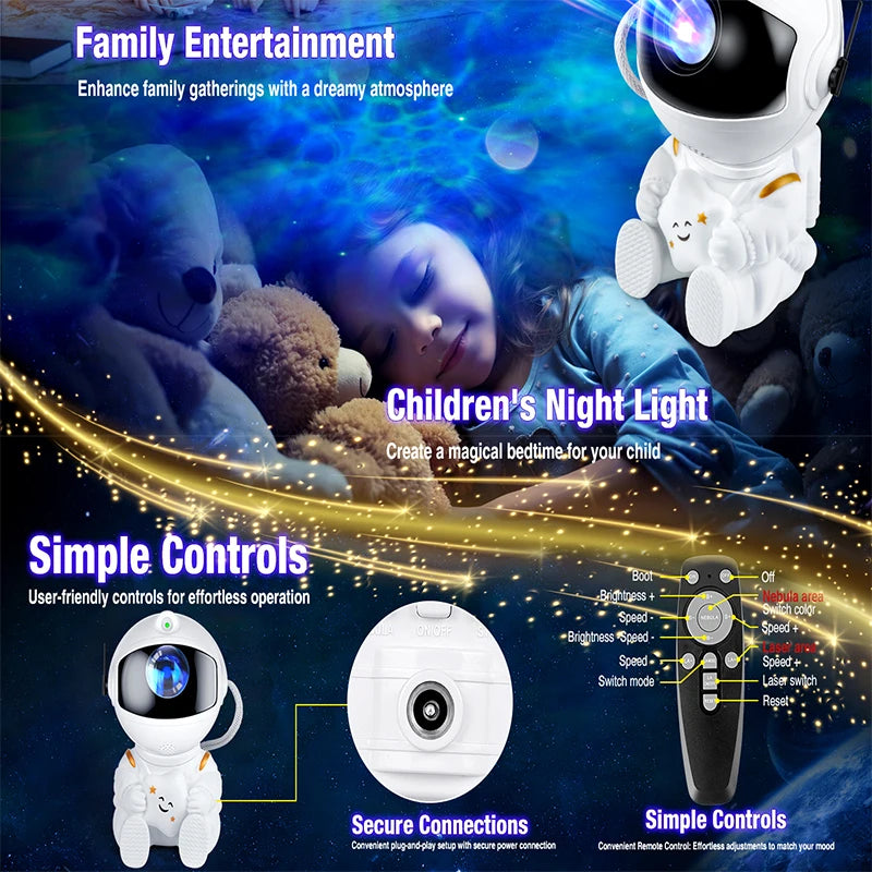 “Astronaut Galaxy Projector – Starry Night Light for Relaxing Rooms”
